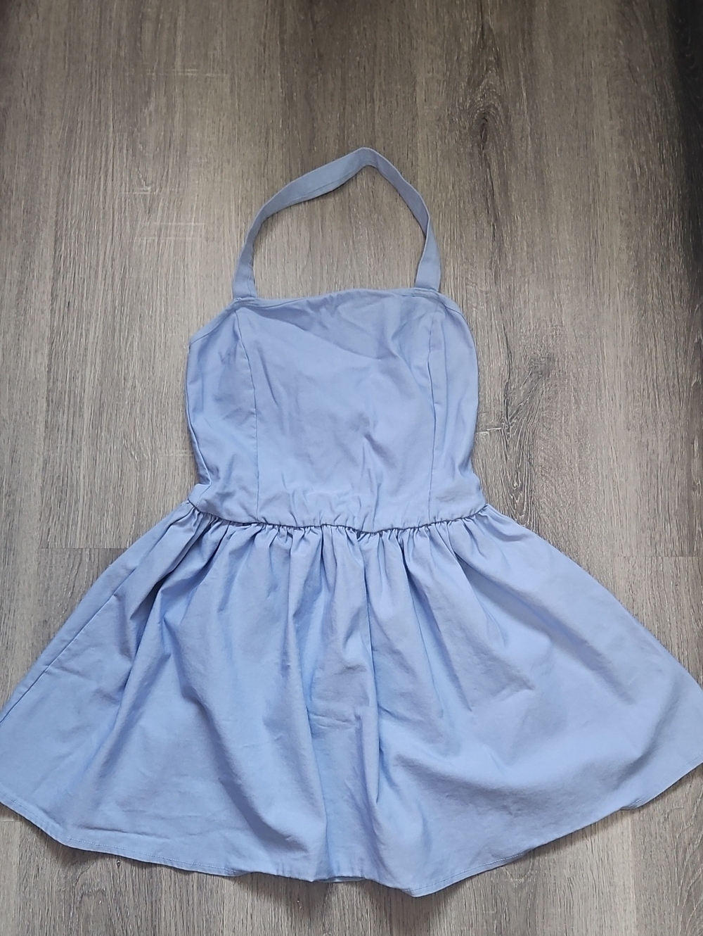 21 Saints Light Blue Halter Skater Mini Dress - Size S